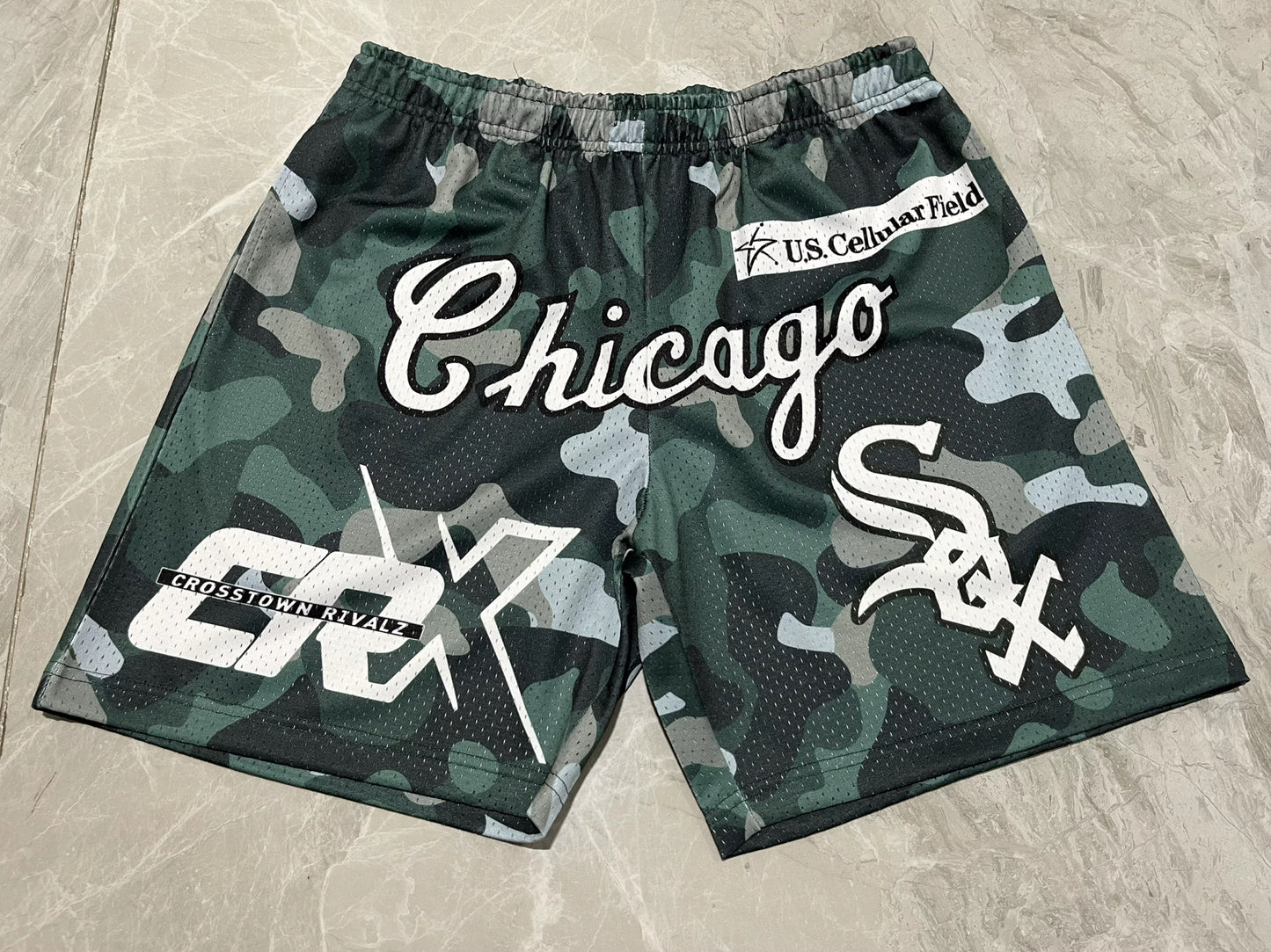 CRX U.S Cellular Field Shorts (Camo Olive Green/Forest Green/White)